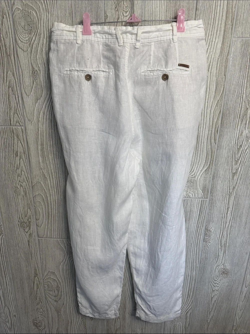 Zara White Linen-Blend Relaxed Drawstring Trousers